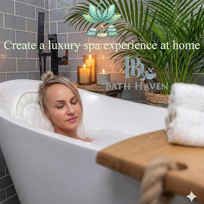 Bath Pillow Bathtub Pillow Back Neck Support Pillow, Spa Cushion for Tub, Relaxing Headrest Bath Pillow, Portable Washable Bathtub Accessories with 3D Air Mesh Thick Soft Cushion (Bright White)