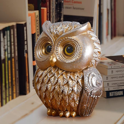 Artpaul Owl Decorations for Home Small Owl Decor Figurines Shelf Decor Home Office Living Room Decorations Birthday Gifts (Gold)