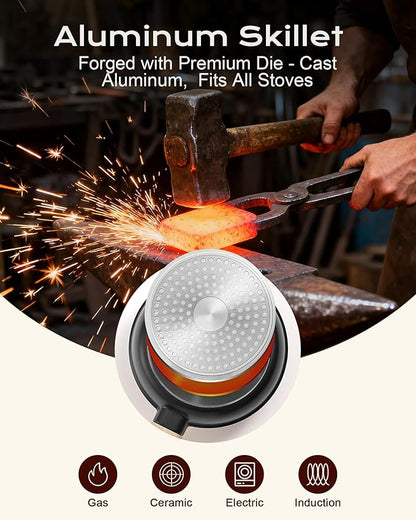 Non Stick Frying Pan, 8-inch Omelette Pan with Heat Dot Temperature Indicator, Healthy Non Toxic Egg Skillet with Heat-Resistant Handle, PFOA-Free, Dishwasher Safe, Compatible with All Cooktops