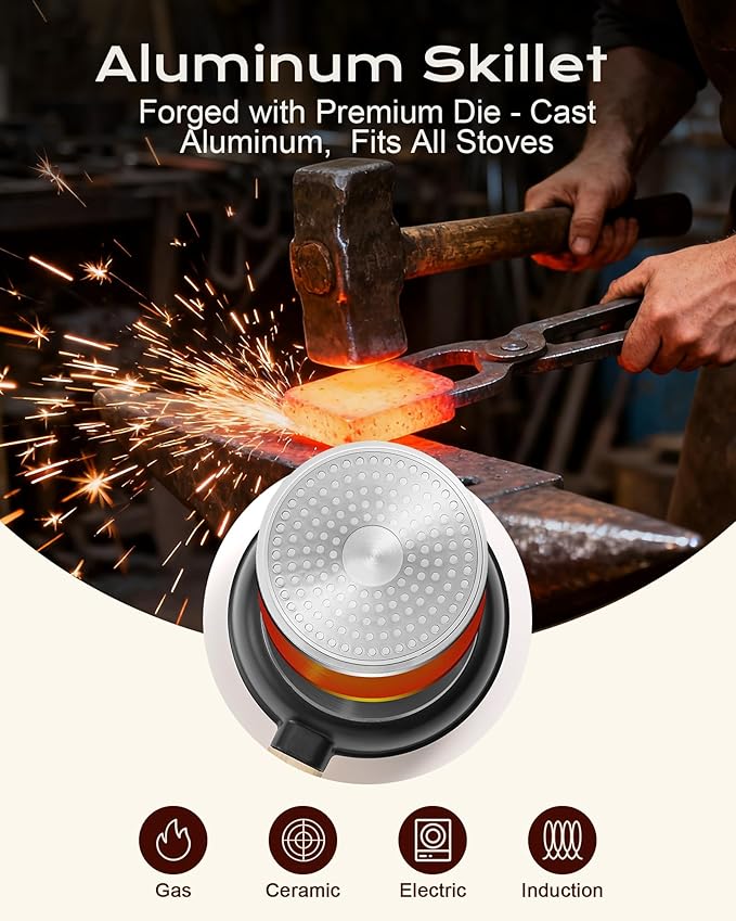 Non Stick Frying Pan, 10-inch Omelette Pan with Heat Dot Temperature Indicator, Healthy Non Toxic Egg Skillet with Heat-Resistant Handle, PFOA-Free, Dishwasher Safe, Compatible with All Cooktops