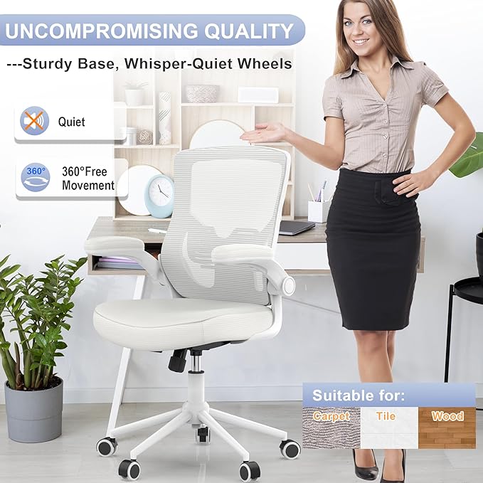 Ergonomic Office Desk Chair with Waterfall Seat and S-Shaped Back for Lower Back & Leg Pressure Relief, Comfortable for 8+ Hours Sitting