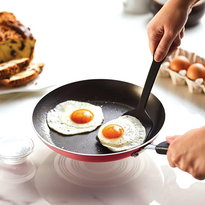 Farberware Cookstart DiamondMax Nonstick Cookware/Pots and Pans Set, Dishwasher Safe, Includes Baking Pan and Cooking Tools, 15 Piece - Red