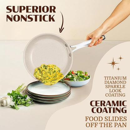 Granitestone Ceraluxe 20 Pc Ceramic Cookware Set Nonstick, Complete Pots and Pans Set Non Stick for Kitchen with Bakeware, Utensils & Steamer, Non Toxic Made Without PFOA PFOS, Oven & Dishwasher Safe