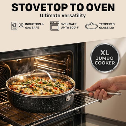 GRANITESTONE 20 Pc Complete Pots and Pans Set Non Stick Cookware Set with Saute Pan, Bakeware, Steamer, Cooking Utensils, Made Without PFOA PFOS, Oven and Dishwasher Safe