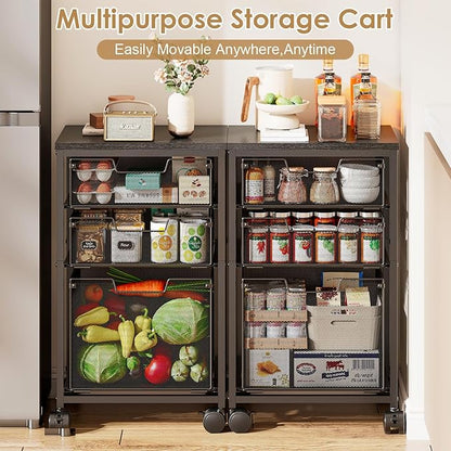 Sbanmao Rolling Storage Cart with 1 Large+2S Drawers, Metal Utility Cart on Wheels with Wooden Top, Craft Art Storage Organizer Cart for Classroom, Office, Home