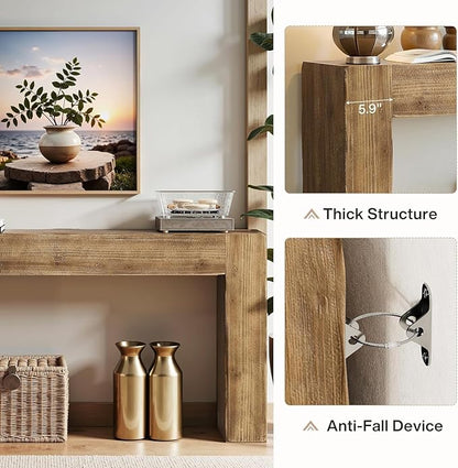 Tribesigns 63-Inch Solid Wood Console Sofa Table, Farmhouse Long Entryway Table Behind Couch for Living Room, Entrance, Hallway, Foyer, Easy Assembly