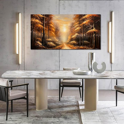 Large Wall Art for Living Room Bedroom Office Gold Forest Artwork Sunrise Landscape Nature Pictures Modern Wall Art Framed Canvas Prints 29x59 Inch