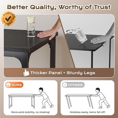 Huuger 63 x 31.5 inch Desk with Power Outlets & USB-C, 0.95 Inch Thicker Desktop, Robust Metal Tubes, Deep Computer Desk, Heavy Duty Office Work Desk, for Home Office, Black