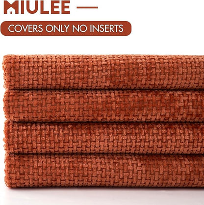 MIULEE Pack of 4 Couch Throw Pillow Covers 20x20 Inch Burnt Orange Soft Decorative Chenille Pillow Covers Farmhouse Accent Cushion Covers for Boho Home Decor Sofa Bedroom Living Room