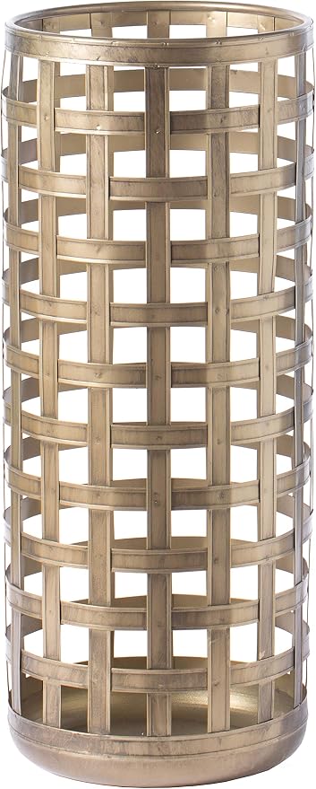 Vintiquewise Round Metal Woven Umbrella Stand Basket, Tall Narrow Indoor Entryway Umbrella Holder, Modern Wet Umbrella Storage