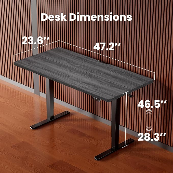 ErGear Height Adjustable Electric Standing Desk, 48 x 24 Inches Sit Stand up Desk, Memory Computer Home Office Desk with Two-Piece Desktop (Grey)