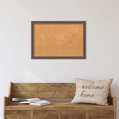 Amanti Art Natural Cork Board for Wall, 18x26 Vision Board with Brown Wood Frame, Medium Corkboard Office Decor for Home Organization, Rustic Farmhouse Corkboard Pinboard to display items for home