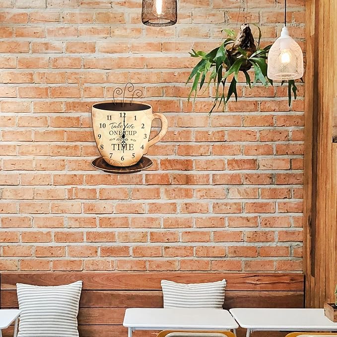 Young's Wood Take Life Coffee Wall Clock, 13.75",14098,Brown