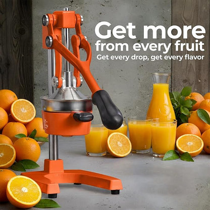 Zulay Kitchen Cast Iron Juicer - Heavy Duty Manual Juicer with Detachable Strainers for Easy Cleaning, Orange Juice Press for Citrus Fruits, Perfect for Bartenders, Juice Lovers & Health Enthusiasts