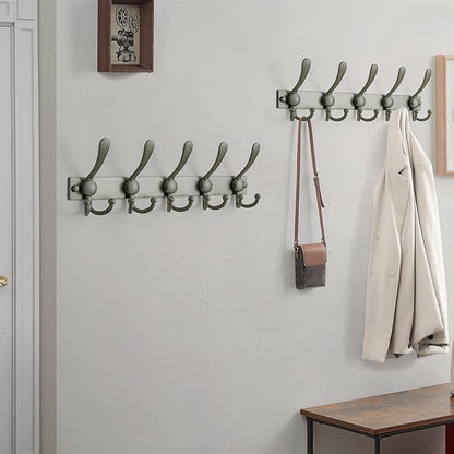 Dseap Coat Rack Wall Mount 2.0 Pro: Heavy Duty 300% Thicker, 16" Stud Mount, Stainless Steel Wall Coat Hooks Hanger for Clothes Jackets Hats Entryway Closet, MaxStrong Series, Grey