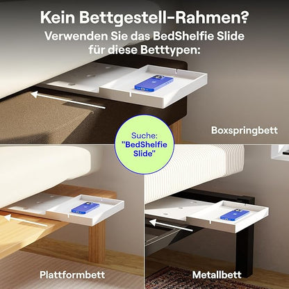 BedShelfie Bedside Shelf for Dorm Room Bunk Bed & Top Bunk, College Dorm Room Essentials, Bedside Caddy, Clip on Floating Desk Tray, Bed Side Table Storage, Loft Nightstand Decor - Cable Catch, Black