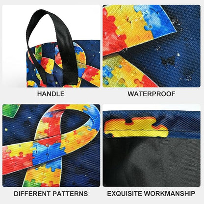 Autism Laundry Basket Waterproof Laundry Hamper Foldable Laundry Bag with Handles for Bedroom, Bathroom, Office, Clothes Storage