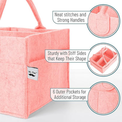 Mr. Pen- Baby Diaper Caddy Organizer, Pink, Nursery Storage Bin and Car Organizer for Diapers and Baby Wipes
