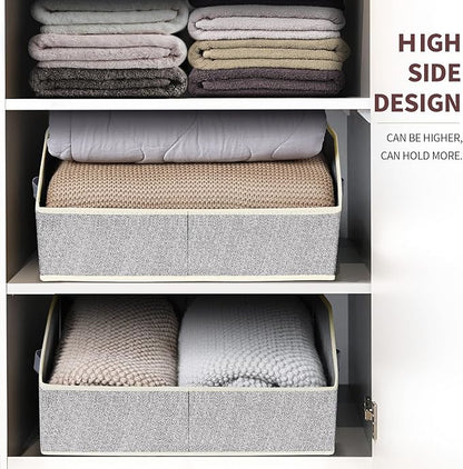 Homsorout Closet Baskets for Shelves Trapezoid - Decorative Storage Baskets with Handle, Closet Bins for Organization, Shelf Storage Bins for Clothes, Books, Home, Office, 10 Pack, Light Gray