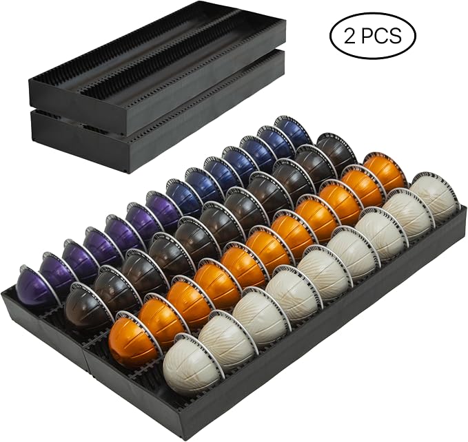 Coffee Pod Storage Holder Drawer Insert for Counter Compatible with Nespresso Vertuoline Capsules, Nespresso Pod Holder for Nespresso Vertuo for Home, Office, Coffee Station (2 Packs)