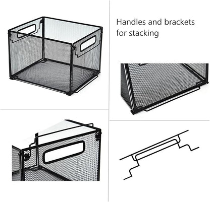 SETTFRFE 2 Pack File Organizer,Metal File Crates for Hanging Folders,Hanging Folder Organizer,Letter Size, Black