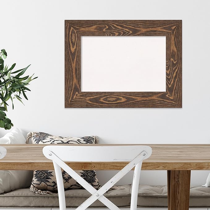 Amanti Art White Cork Board for Wall, 18x24 Vision Board with Brown Wood Frame, Small Corkboard Office Decor for Home Organization, Country Rustic Corkboard Pinboard to Display Items for Home
