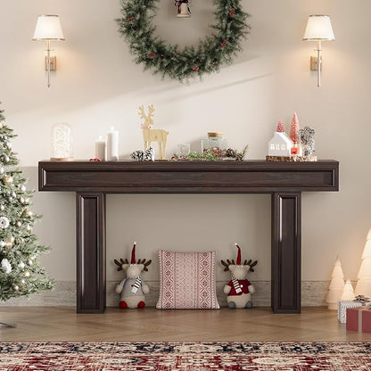 Rresyet 63 Inch Long Console Table, Sofa Table Behind Sofa, Wooden Entryway Table, Farmhouse Entryway Table for Entry, Hallway, Living Room (Cherry)