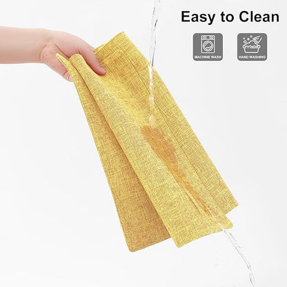 Homaxy Cloths Placemats for Dining Table Set of 6, Heat Resistant Washable Cotton Linen Blend Table Mats, Place Mats for Indoor Outdoor Party Kitchen Decoration, 13" x 19", Mustard Yellow