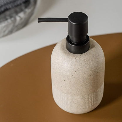 GalDal 2pcs/Set Beige Hand Soap Dispenser Sets,Resin Liquid Soap Dispenser for Bathroom Countertop,Bathroom Lotion Dispensers-10.6oz.
