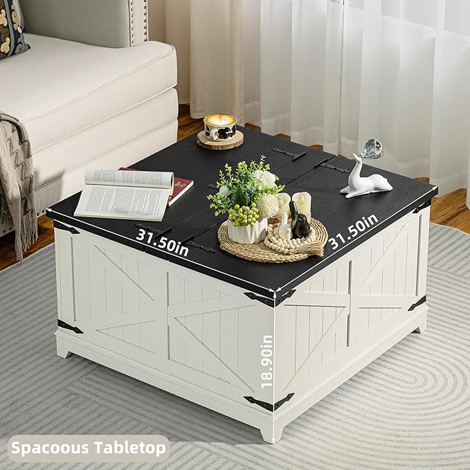 Farmhouse Coffee Table Set of 3, Furniture Set with Charging Station, Coffee Table with Hidden Storage Organizer and Nightsand 3-piece set, Country Center Table Set for Living Room,Office, Home