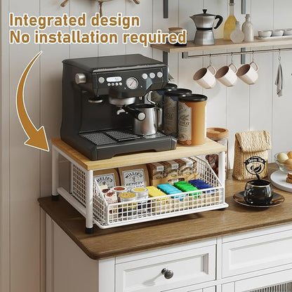 Funecy Coffee Pod Drawer,Coffee Machine Storage Rack,Home Kitchen Counter Coffee Bar Organizer,Storage Basket Drawer (White)