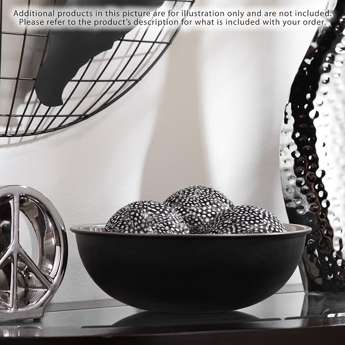 Hosley Metal Decorative Bowl Nickle & Black Finish, 10.25" Diameter – Perfect for Potpourri, LED Candles, Weddings, Centerpieces, Events & Home Décor