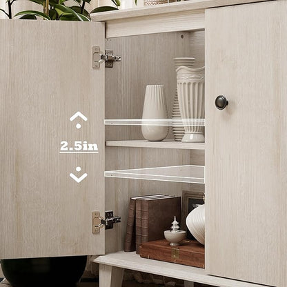 Modern Storage Cabinet 3 in 1 Buffet Storage with Wood Legs and Adjustable Shelf for Dinnig Room Living Room Entryway,Light Oak