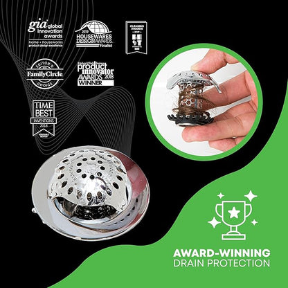 SinkShroom Ultra Revolutionary Bathroom Sink Drain Protector, Stainless Steel