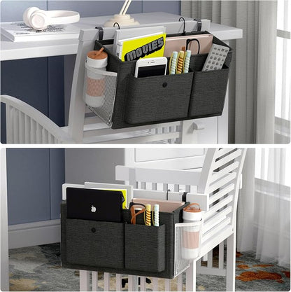 Edudif Bedside Caddy Bedside Organizer with Fixed Straps & Water Bottle Holder, Bunk Bed Caddy ideal for Home, Dorm, Hospital, Crib, Versatile Bedside Storage Solution