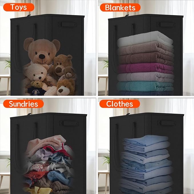 Slim Laundry Hamper with Wheels,25 Gal (95L) Rolling Laundry Basket with lid and wheels Clothes Hamper Foldable Tall Dirty Clothes Basket Sturdy Collapsible Clothes Hamper for Dorm,Laundry Room