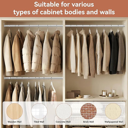 Oval Closet Rod 18-52 Inch Adjustable Closet Rods for Hanging Clothes Heavy Duty Silver Poles Bar with End Supports Rust Proof Wardrobe Rod for Laundry Room RV