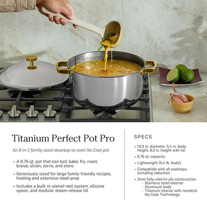 Our Place Titanium Pro Cookware Set | 10-Piece Pots and Pans Set with Always Pan Pro, Perfect Pot Pro & Minis | Non-Toxic No-Coating Nonstick | Induction & Oven-Safe up to 750°F | Gold