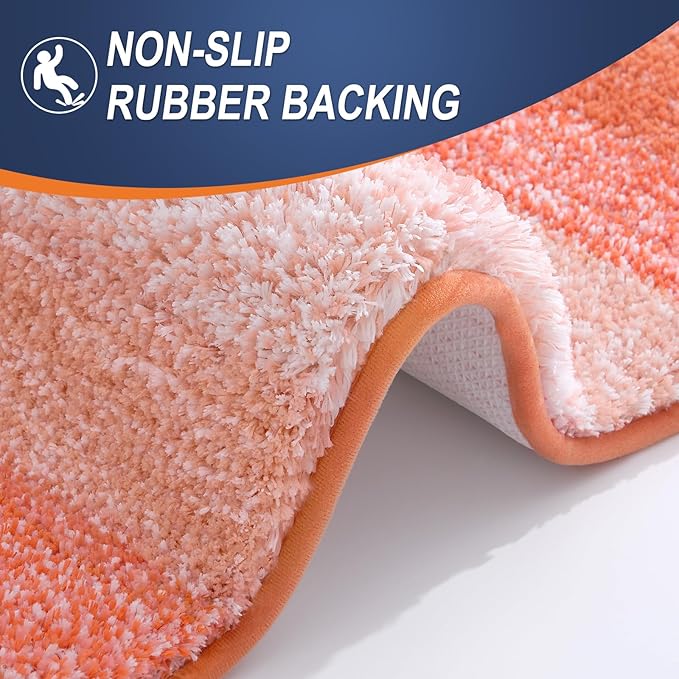 OLANLY Large Bathroom Rugs Mat 50x30, Extra Soft Absorbent Microfiber Bath Rugs, Rubber Backing, Quick Dry, Machine Washable Bath Mats for Bathroom Floor, Tub and Shower, Home Decor Accessories, Coral