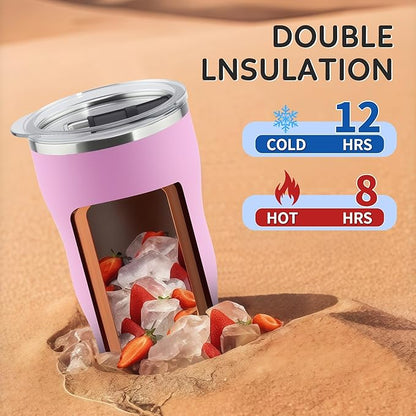 20Oz Insulated Tumbler With Straw And Lid, Stainless Steel Coffee Cup, Double Wall Vacuum Travel Mug,Spill proof Iced Coffee Tumbler, Beach tumbler, Cherry Blossom