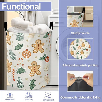 Laundry Basket-Cute Gingerbread Man Foldable Waterproof Oxford Cloth Funny Tote Bag Laundry Hamper Clothes Storage Bucket Organizer For Bathroom/Laundry Storage/Bedroom Storage Basket