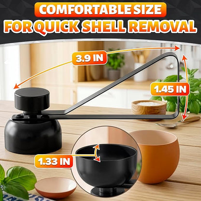 Egg Cracker Tool for Raw Eggs — Egg Shell Opener for Soft-Boiled Shell Tops, Stainless Steel Topper with Ergonomic Adjustable Effort — Clean Cut Design for Breakfast Prep, Custards, & Baking (Black)