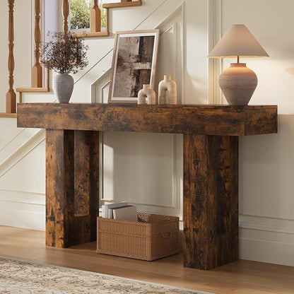 63 Inches Long Console Table for Entryway with Drawers, Wooden Sofa Table Behind Couch, Entry Table for Living Room, Foyer, Hallway, Rustic Brown