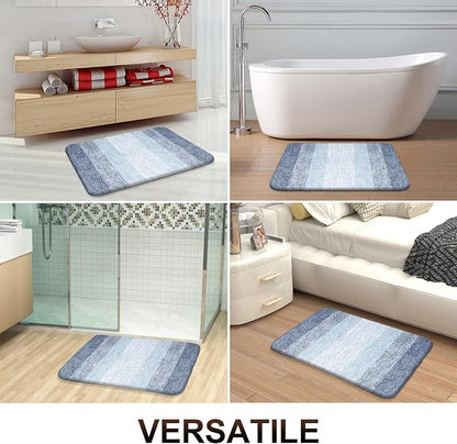 OLANLY Small Bathroom Rugs Mat 24x16, Extra Soft Absorbent Microfiber Bath Rugs, Rubber Backing, Quick Dry, Machine Washable Bath Mats for Bathroom Floor, Tub and Shower, Home Decor Accessories, Blue
