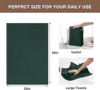 Homaxy 100% Cotton Oversized Waffle Weave Kitchen Dish Towels, Ultra Soft Absorbent Quick Drying Cleaning Towel, 20x28 Inches, 6-Pack, Blackish Green