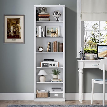 BORNOON 75" Tall Bookshelf, 6-Tier Floor Standing Bookcase with Adjustable Shelves, 24" Wide Open Storage Shelf, Modern Display Organizer for Home Office, Living Room, Bedroom, Study