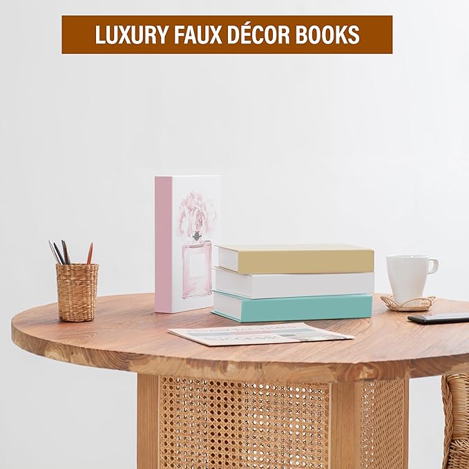Blush Large | 4 PCS Faux Decorative Books for Home Decor | Not Real Books (Cardboard Boxes) | Coffee Table, Bookshelf & Shelf Styling Display Props for Living Room, Office