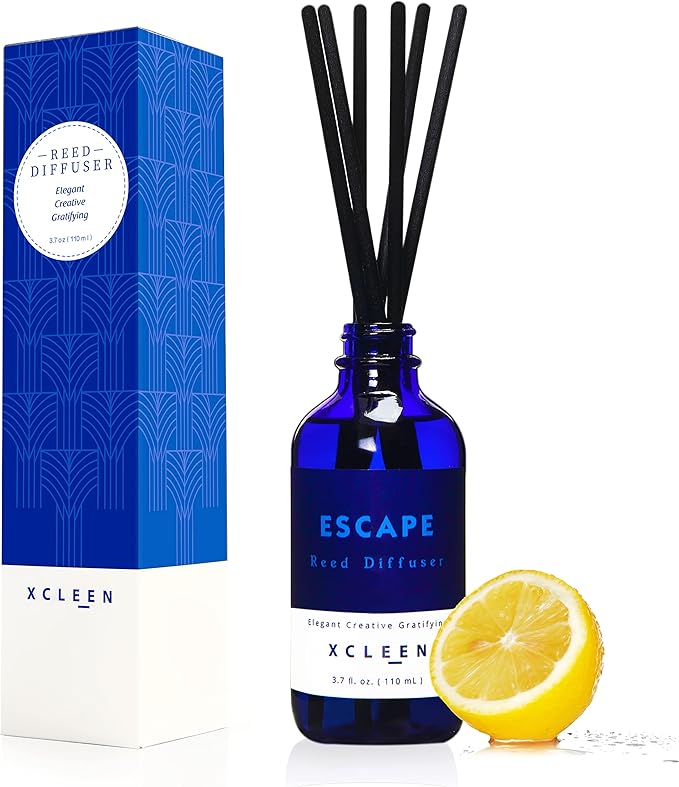 Reed Diffusers Set, 3.7 Oz Scent Diffuser, 6 Reed Diffuser Sticks, Home Fragrance Hyacinth, Peony & Citrus, Aromatherapy Oil Diffuser Reeds, More Masculine Scent, Bathroom & Office Decor 110ml