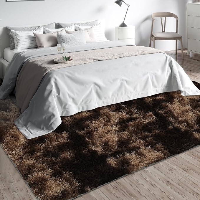 10x14 Large Area Rugs for Living Room Bedroom,Big Shag Rug for Bedroom Dorm,Soft Fluffy Indoor Carpet Plush Rugs for Living Room Home Decor (Mottling Brown, 10X14 Feet)
