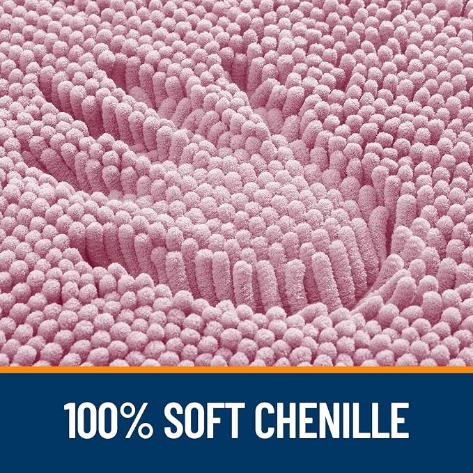 OLANLY Large Bathroom Rugs 44x32, Extra Soft Absorbent Chenille Bath Rugs, Rubber Backing Quick Dry, Machine Washable Bath Mats for Bathroom Floor, Tub and Shower, Home Decor Accessories, Dusty Rose